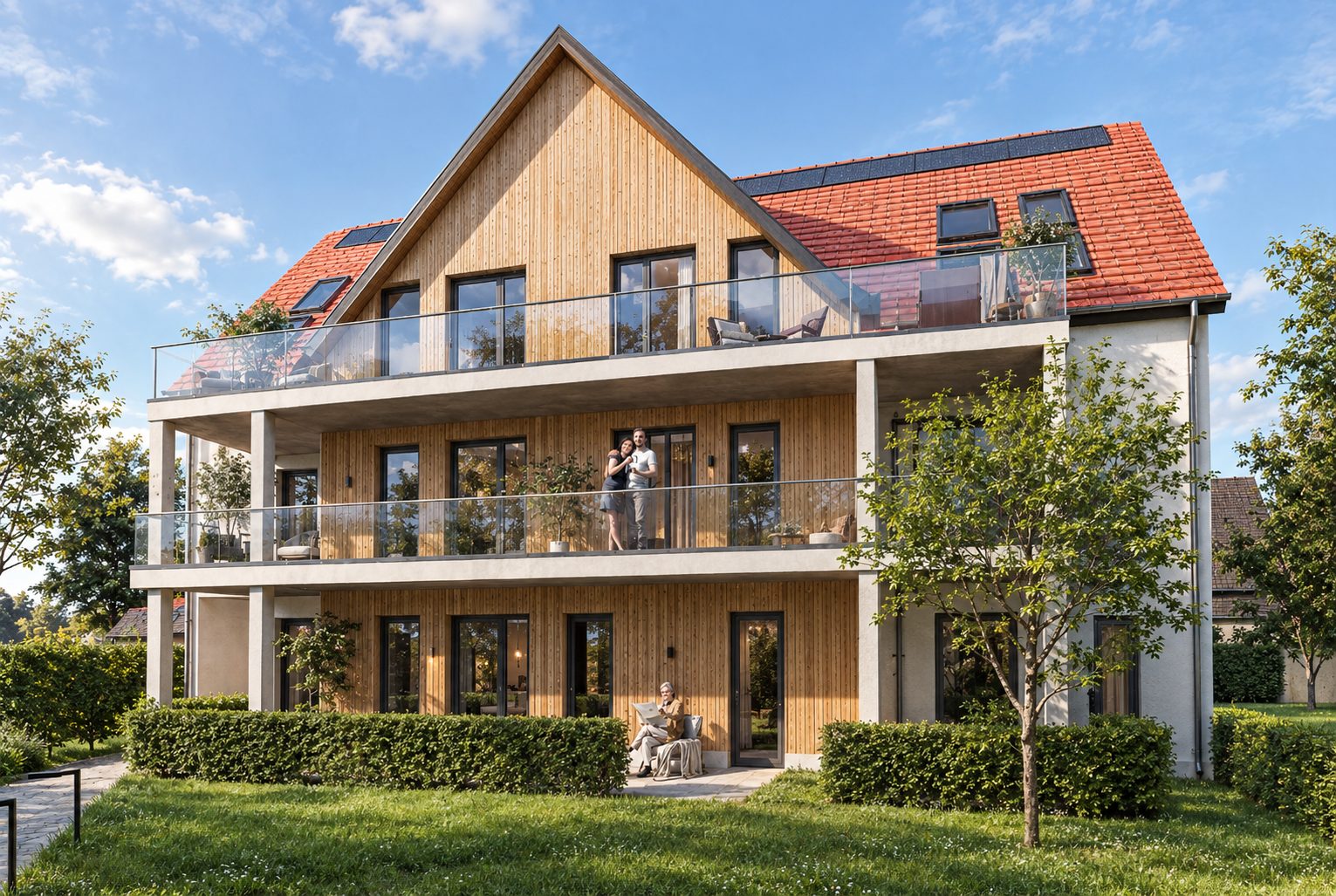 Mehrfamilienhaus mit Balkonen in Kandel (Visualisierung)